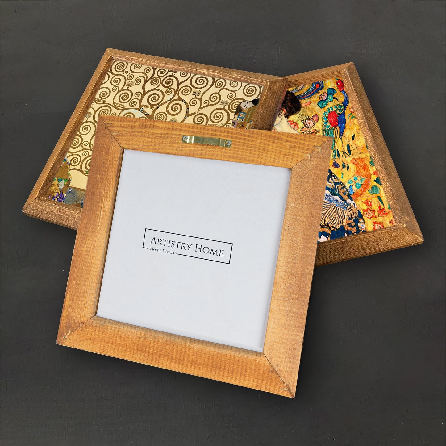 Gustav Klimt Golden Tears, Tree of Life & Lady with Fan Trio Natural Stone Wall Art Set