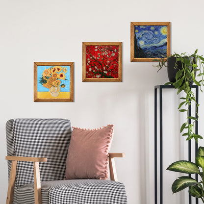 Van Gogh Sunflowers, Almond Blossoms & Starry Night Trio Stone Wall Art Set
