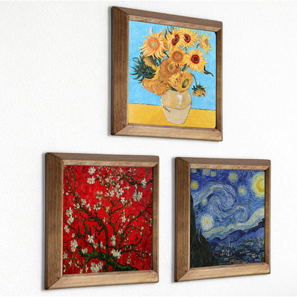Van Gogh Sunflowers, Almond Blossoms & Starry Night Trio Stone Wall Art Set