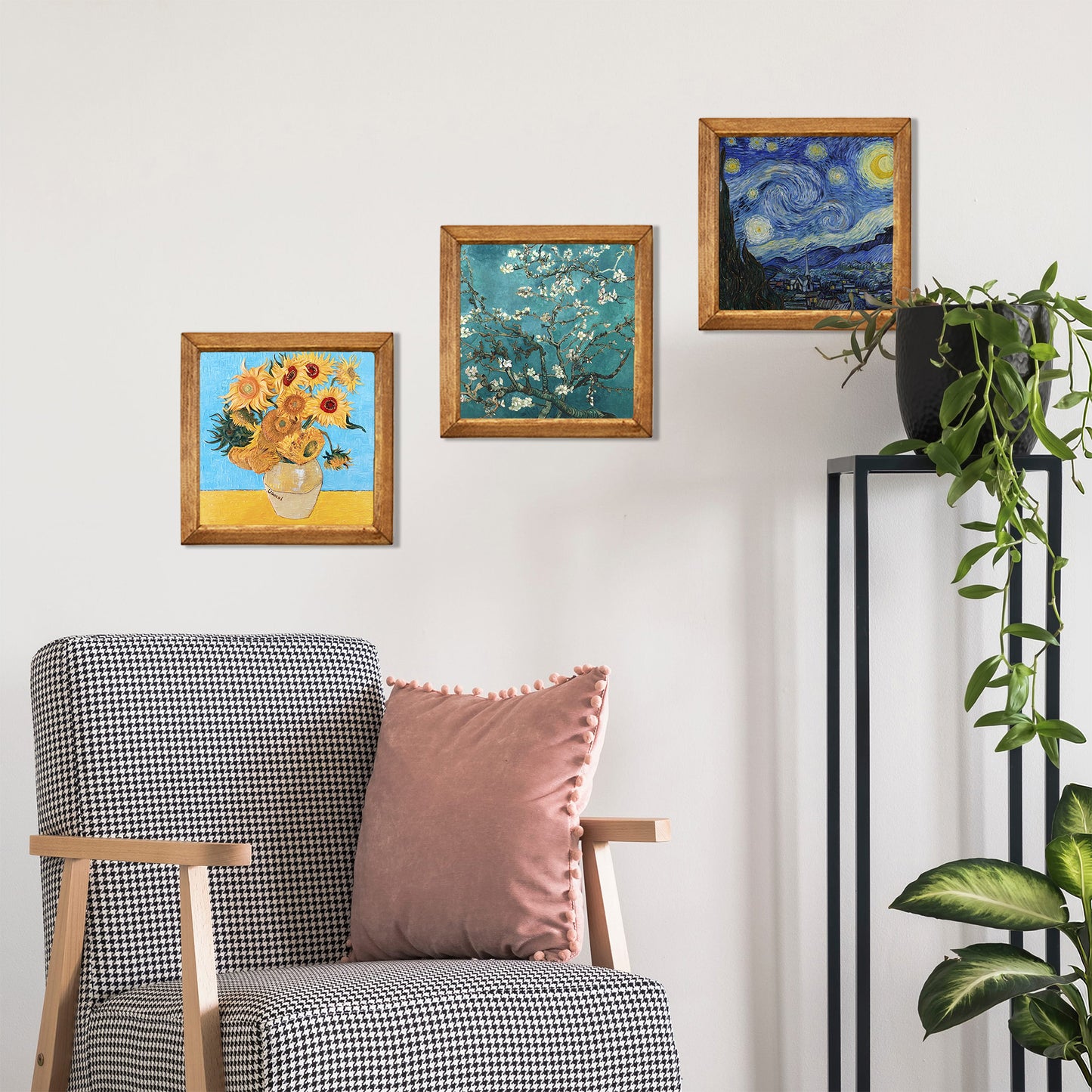 Van Gogh Sunflowers, Almond Blossoms & Starry Night Trio Stone Wall Art Set
