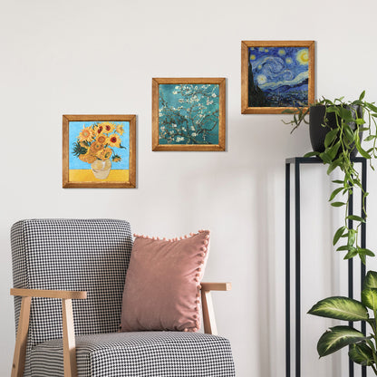 Van Gogh Sunflowers, Almond Blossoms & Starry Night Trio Stone Wall Art Set