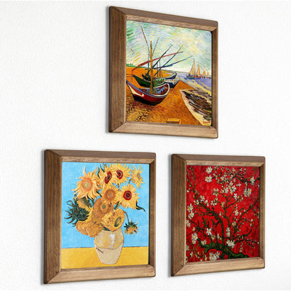 Van Gogh Sunflowers, Fishing Boats & Blossom Trio Stone Wall Art Set
