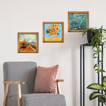 Van Gogh Starry Night, Fishing Boats & Almond Blossom Trio Stone Wall Art Set