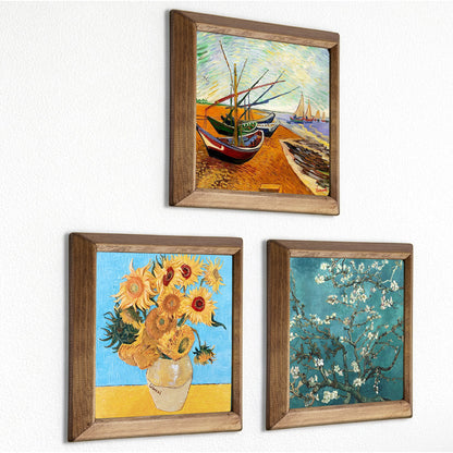 Van Gogh Starry Night, Fishing Boats & Almond Blossom Trio Stone Wall Art Set