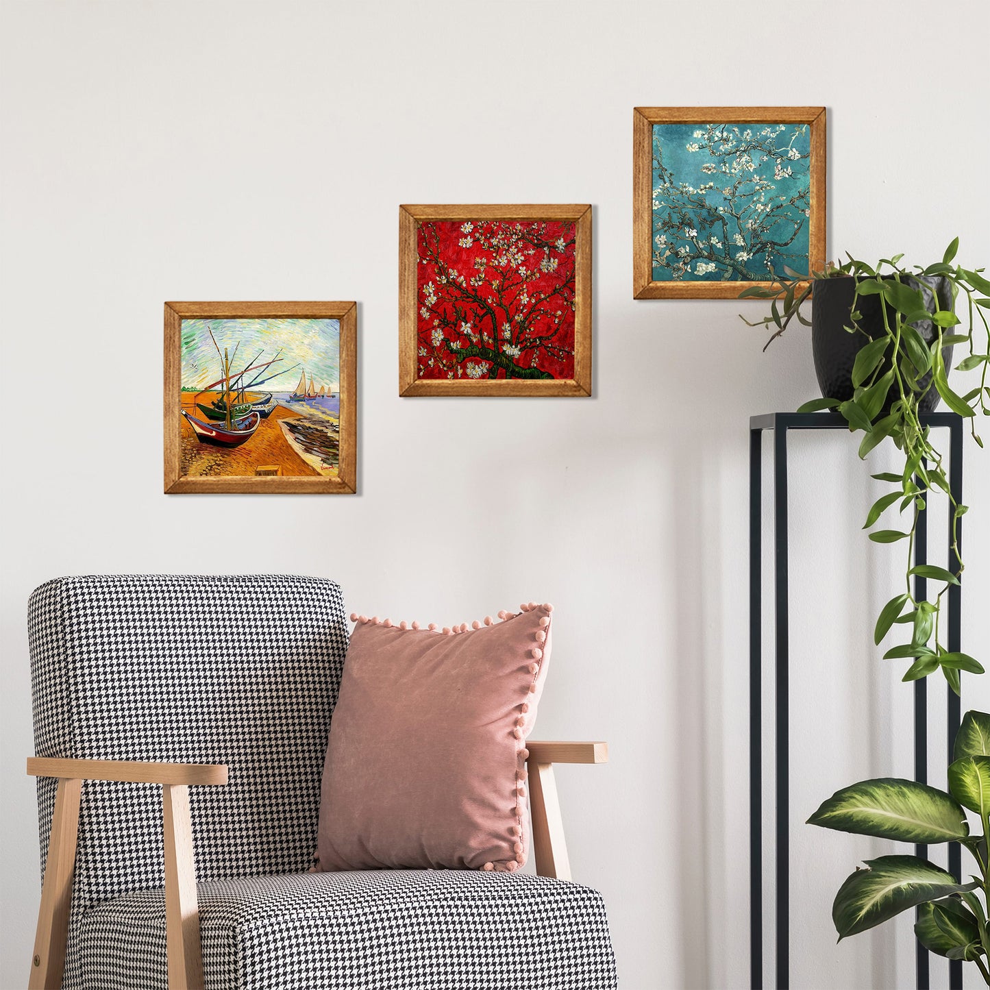 Van Gogh Fishing Boats & Almond Blossoms Trio Stone Wall Art Set