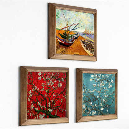 Van Gogh Fishing Boats & Almond Blossoms Trio Stone Wall Art Set