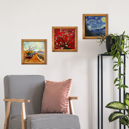 Van Gogh Fishing Boats, Almond Blossom & Starry Night Trio Stone Wall Art Set