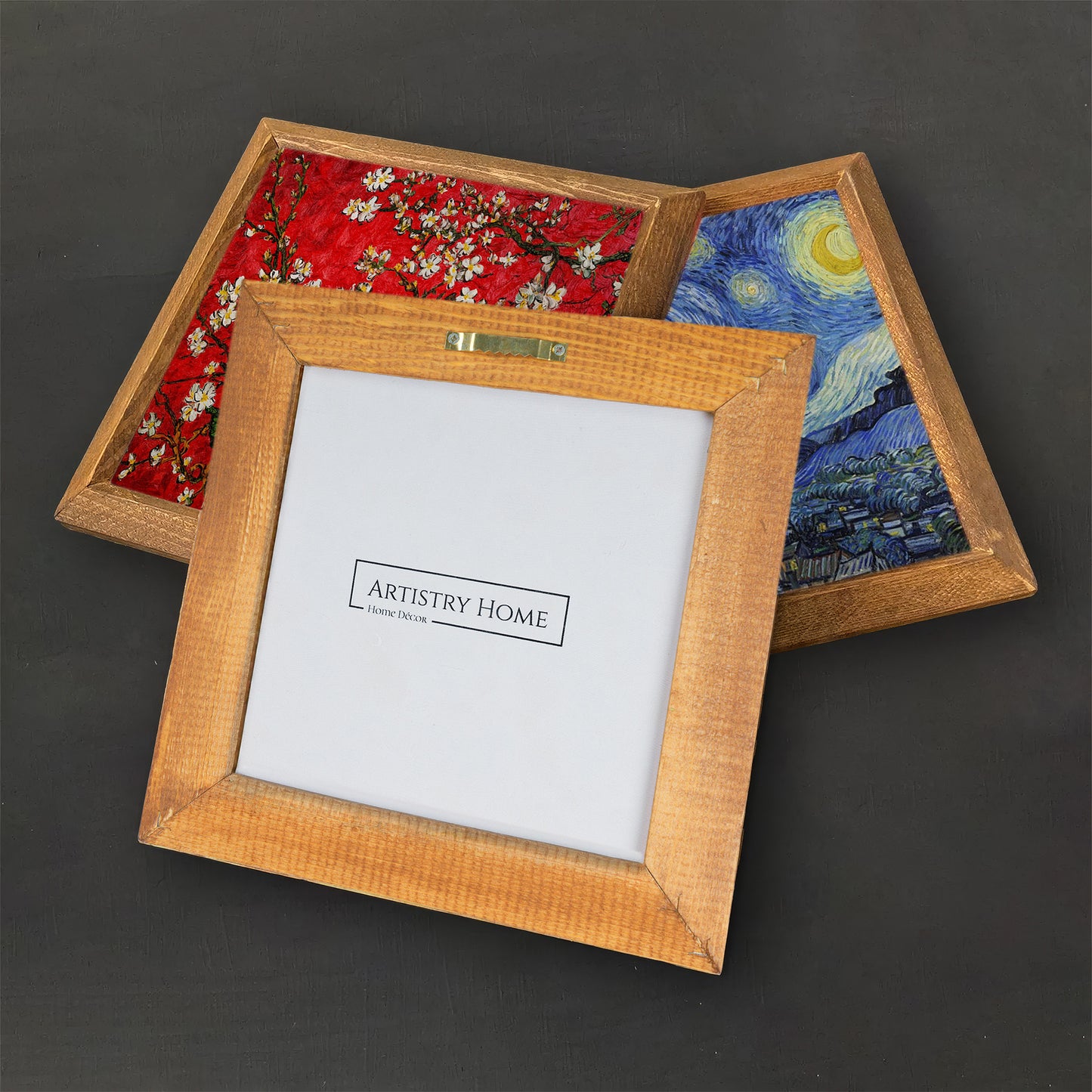 Van Gogh Fishing Boats, Almond Blossom & Starry Night Trio Stone Wall Art Set