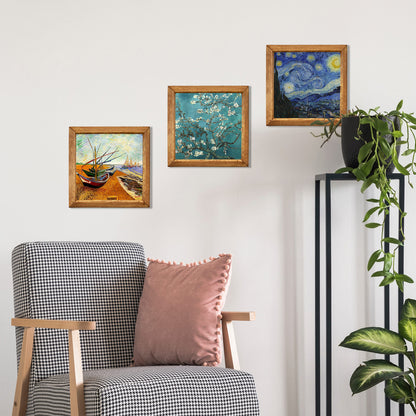 Van Gogh Fishing Boats, Almond Blossom & Starry Night Trio Stone Wall Art Set