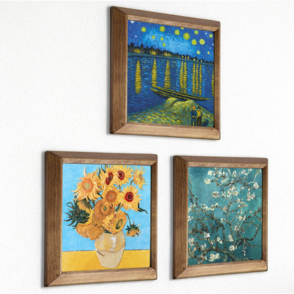 Van Gogh Starry Night, Sunflowers & Almond Blossom Trio Stone Wall Art Set
