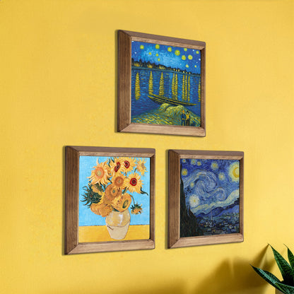 Van Gogh Starry Nights & Sunflowers Trio Stone Wall Art Set