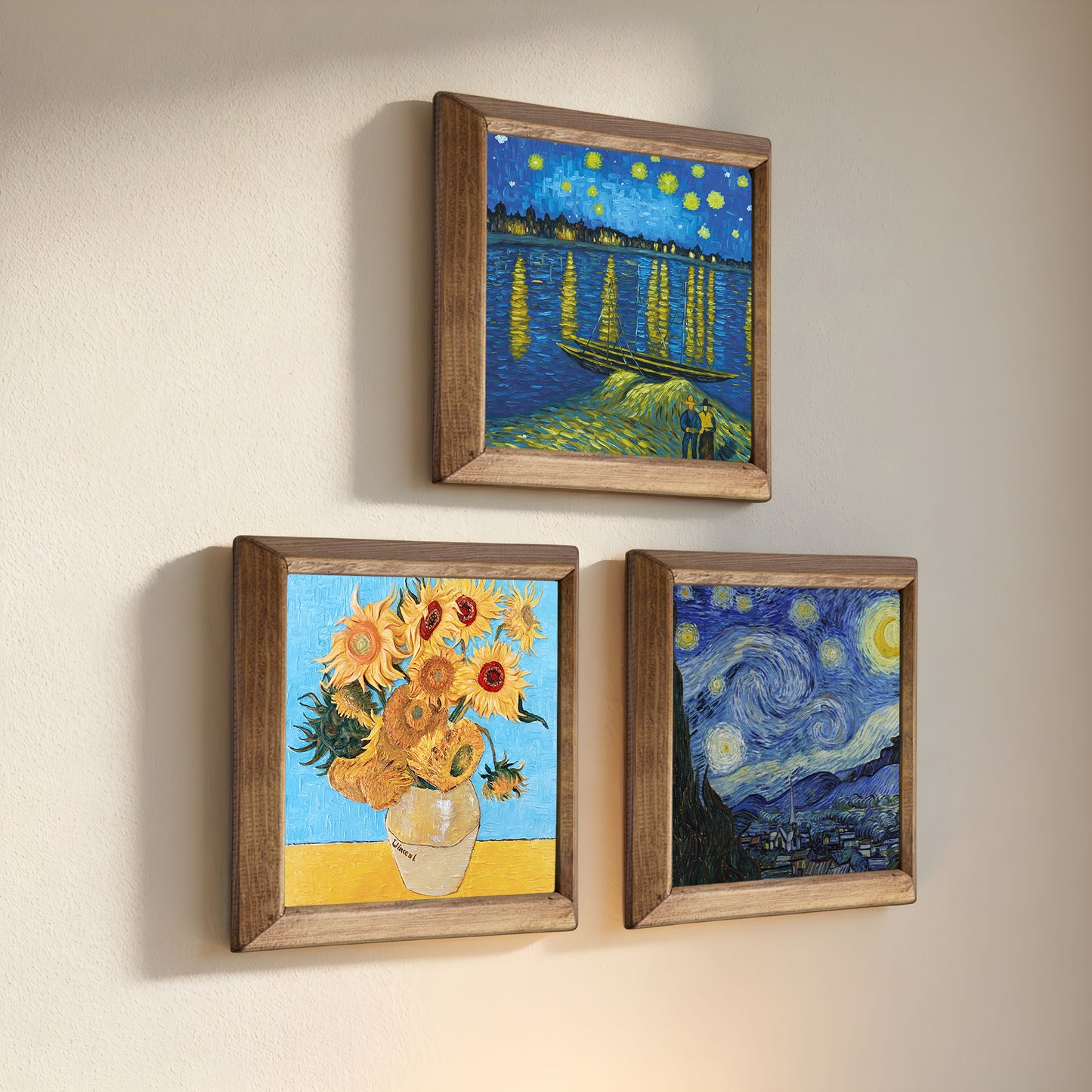 Van Gogh Starry Nights & Sunflowers Trio Stone Wall Art Set