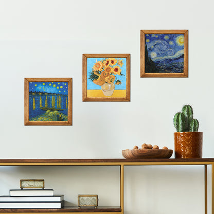 Van Gogh Starry Nights & Sunflowers Trio Stone Wall Art Set
