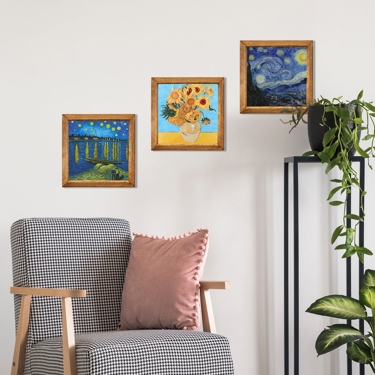 Van Gogh Starry Nights & Sunflowers Trio Stone Wall Art Set