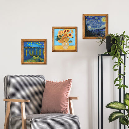 Van Gogh Starry Nights & Sunflowers Trio Stone Wall Art Set
