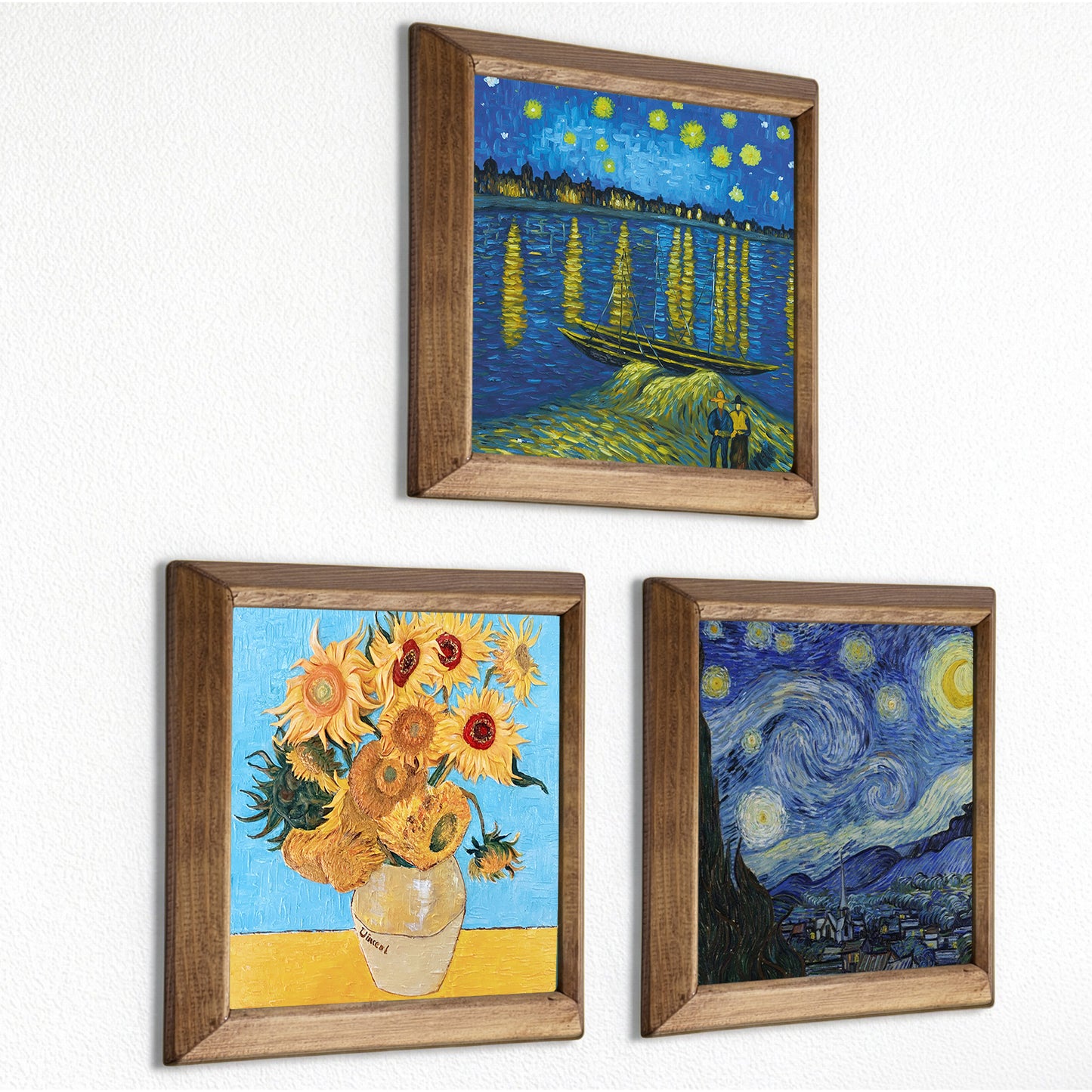 Van Gogh Starry Nights & Sunflowers Trio Stone Wall Art Set