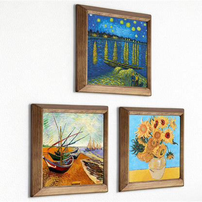 Van Gogh Rhône Night, Fishing Boats & Sunflowers Trio Stone Wall Art Set