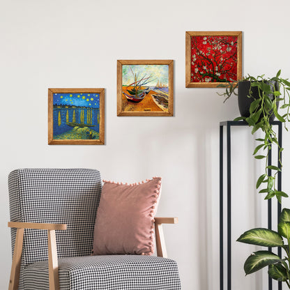 Van Gogh Starry Night, Fishing Boats & Almond Blossom Trio Stone Wall Art Set