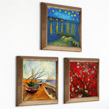 Van Gogh Starry Night, Fishing Boats & Almond Blossom Trio Stone Wall Art Set