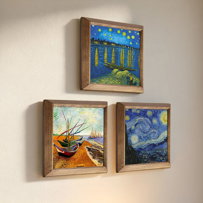 Van Gogh Starry Nights & Fishing Boats Trio Stone Wall Art Set