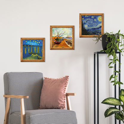 Van Gogh Starry Nights & Fishing Boats Trio Stone Wall Art Set