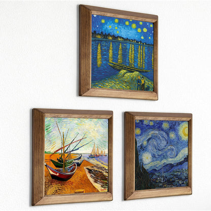 Van Gogh Starry Nights & Fishing Boats Trio Stone Wall Art Set