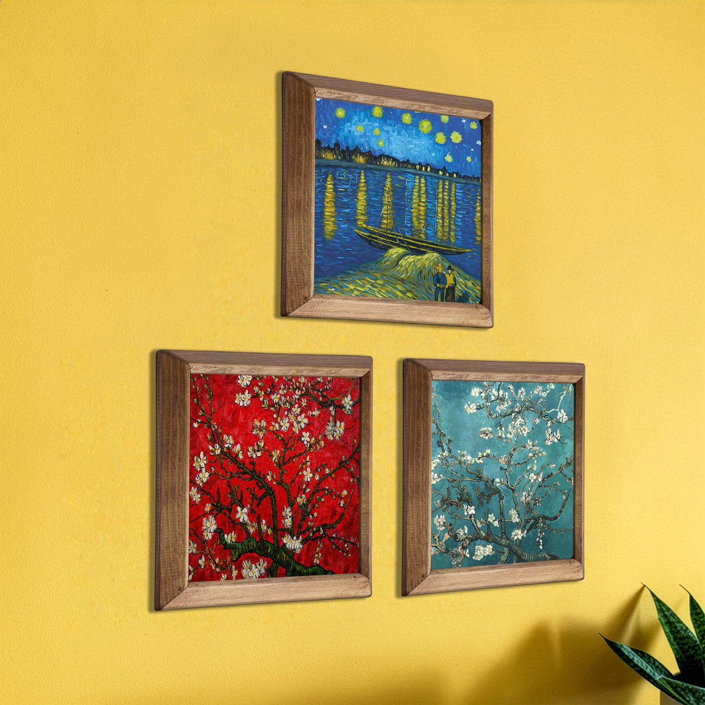 Van Gogh Sunflowers, Fishing Boats & Starry Night Trio Stone Wall Art Set