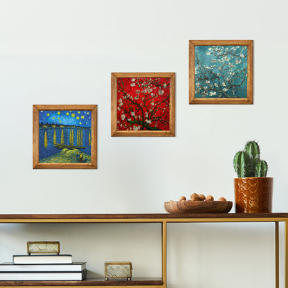 Van Gogh Starry Night Over the Rhône & Almond Blossom Trio Stone Wall Art Set