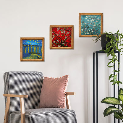 Van Gogh Starry Night Over the Rhône & Almond Blossom Trio Stone Wall Art Set