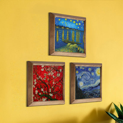 Van Gogh Starry Nights & Blossoming Tree Trio Stone Wall Art Set