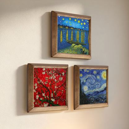 Van Gogh Starry Nights & Blossoming Tree Trio Stone Wall Art Set
