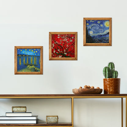 Van Gogh Starry Nights & Blossoming Tree Trio Stone Wall Art Set