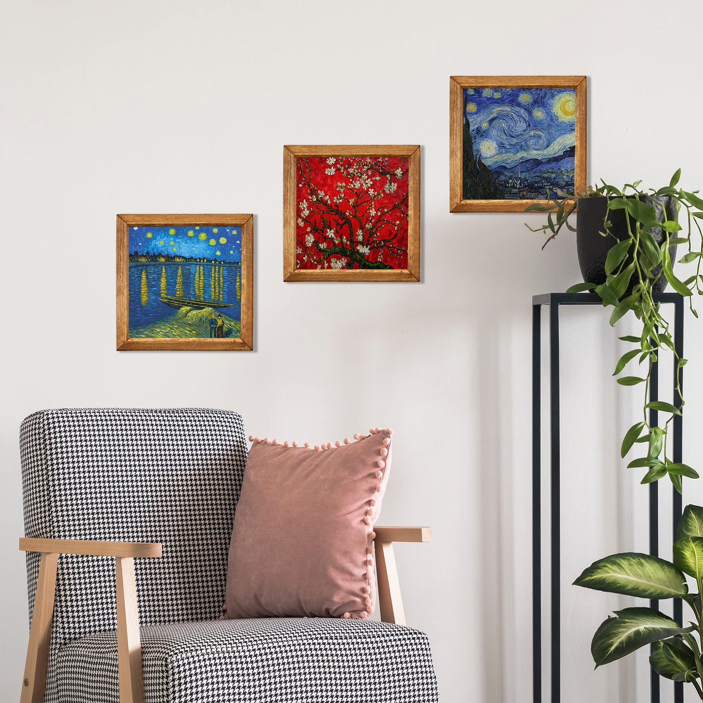 Van Gogh Starry Nights & Blossoming Tree Trio Stone Wall Art Set