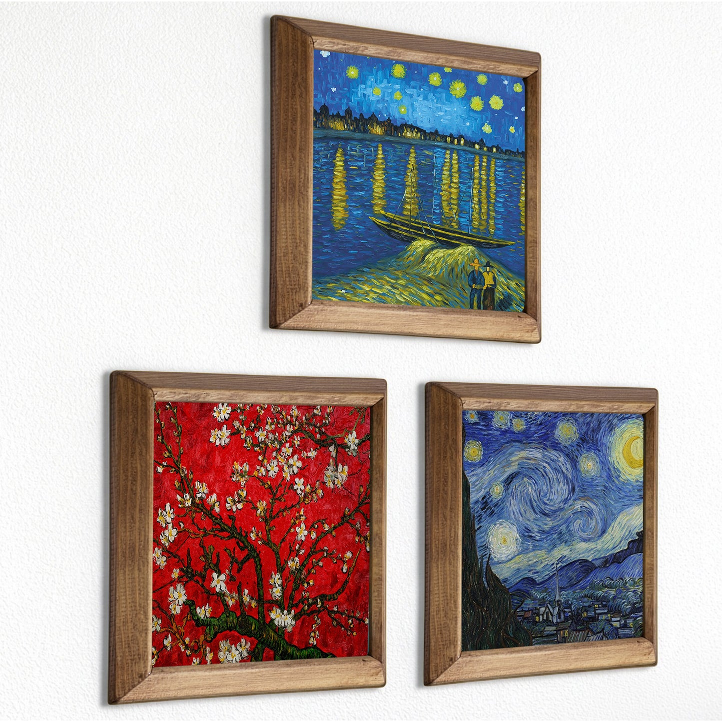 Van Gogh Starry Nights & Blossoming Tree Trio Stone Wall Art Set