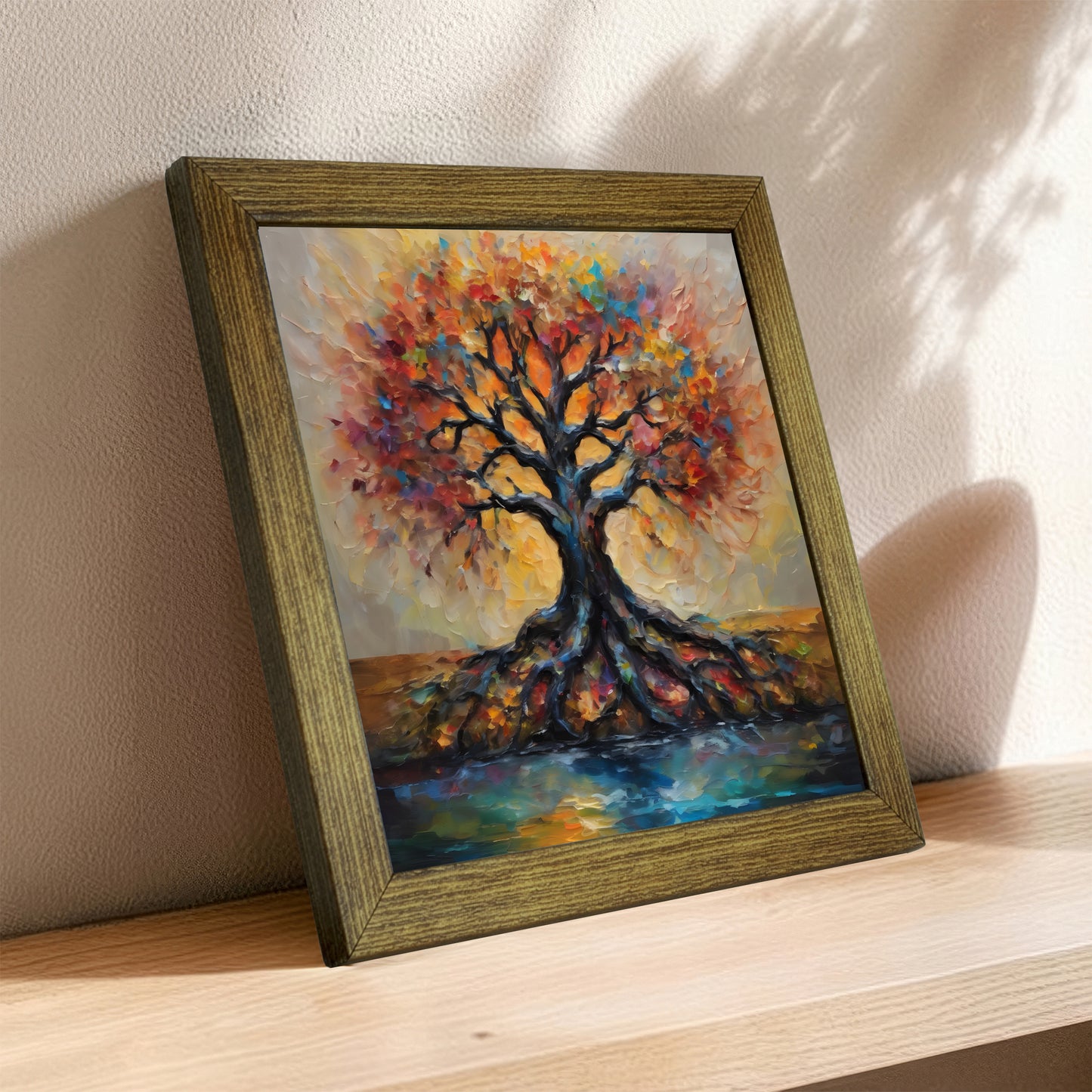 Radiant Tree of Life Kiln Fired Ceramic Tile Wall Art