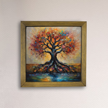 Radiant Tree of Life Kiln Fired Ceramic Tile Wall Art