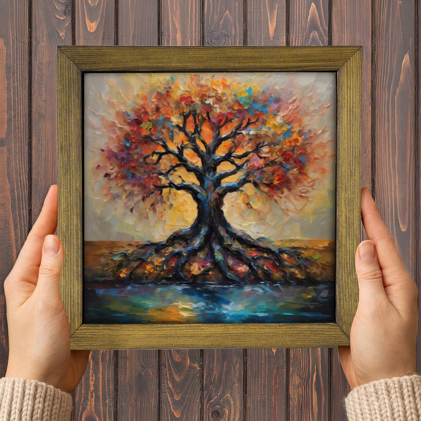 Radiant Tree of Life Kiln Fired Ceramic Tile Wall Art
