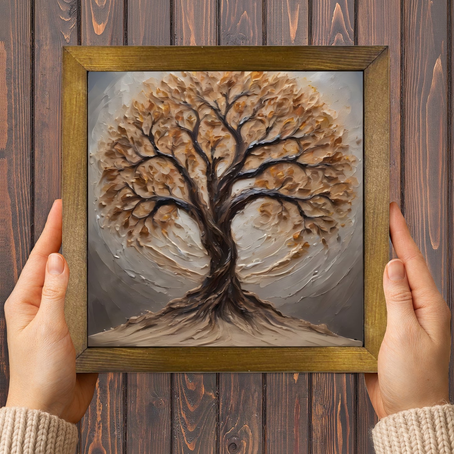 Earthtone Tree of Life Kiln Fired Ceramic Tile Wall Art