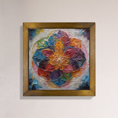 Vibrant Lotus Mandala Kiln Fired Ceramic Tile Wall Art