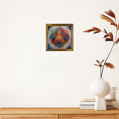 Vibrant Lotus Mandala Kiln Fired Ceramic Tile Wall Art