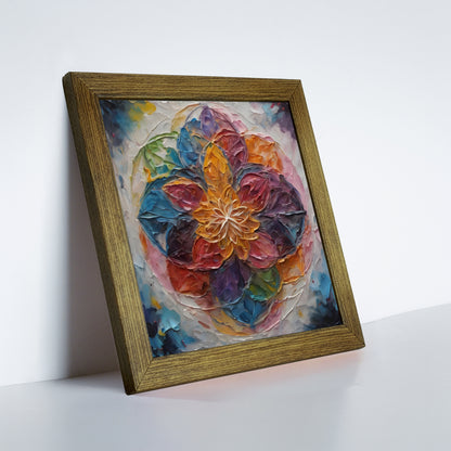 Vibrant Lotus Mandala Kiln Fired Ceramic Tile Wall Art