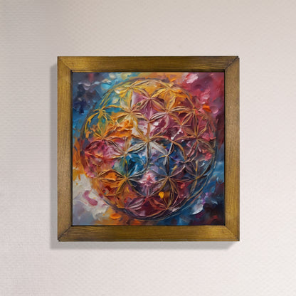 Sacred Geometry Flower of Life Kiln Fired Ceramic Tile Wall Art