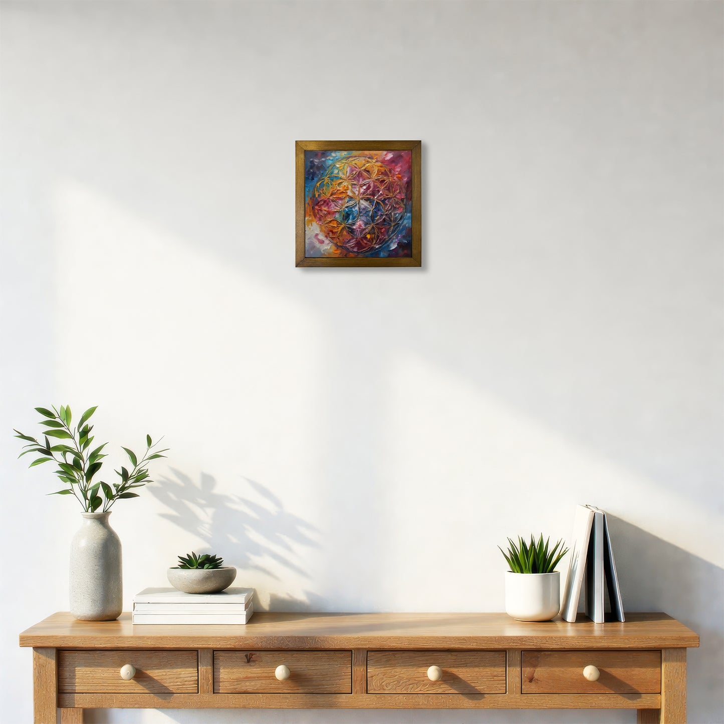 Sacred Geometry Flower of Life Kiln Fired Ceramic Tile Wall Art
