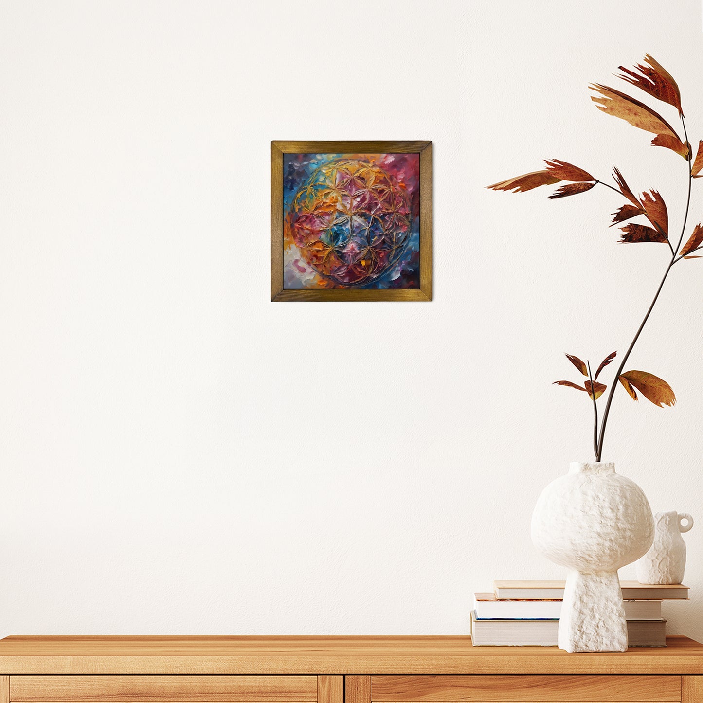 Sacred Geometry Flower of Life Kiln Fired Ceramic Tile Wall Art