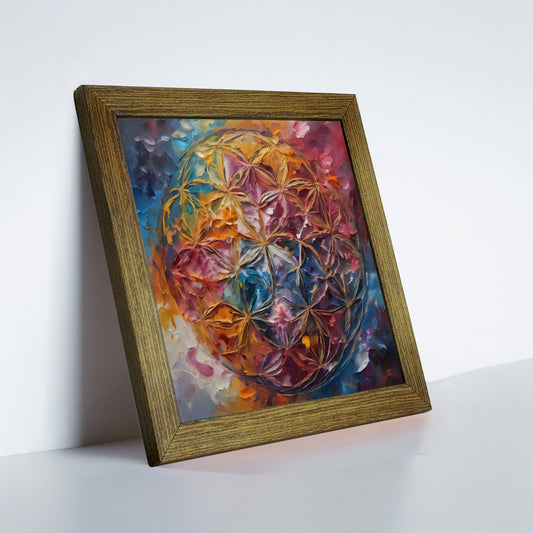 Sacred Geometry Flower of Life Kiln Fired Ceramic Tile Wall Art