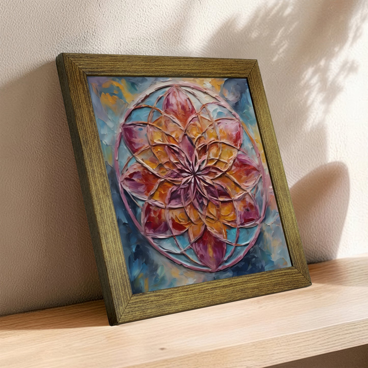 Radiant Mandala Kiln Fired Ceramic Tile Wall Art