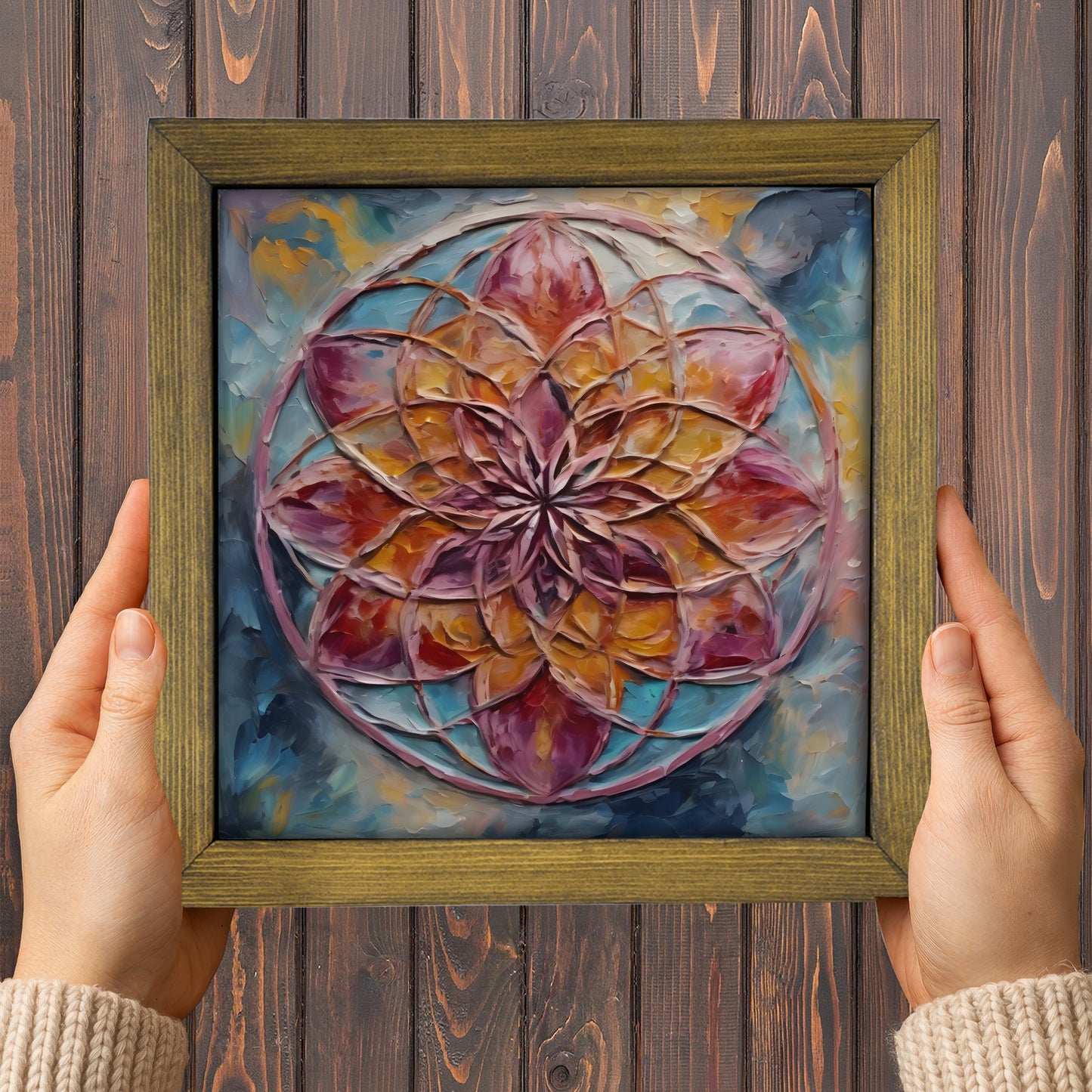 Radiant Mandala Kiln Fired Ceramic Tile Wall Art