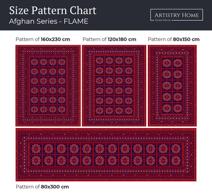 Afghan Flame Rug - Size Pattern Chart | Artistry Home