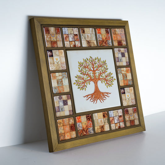 Rustic Tree of Life Handmade Anatolian Ceramic Tile Wall Art