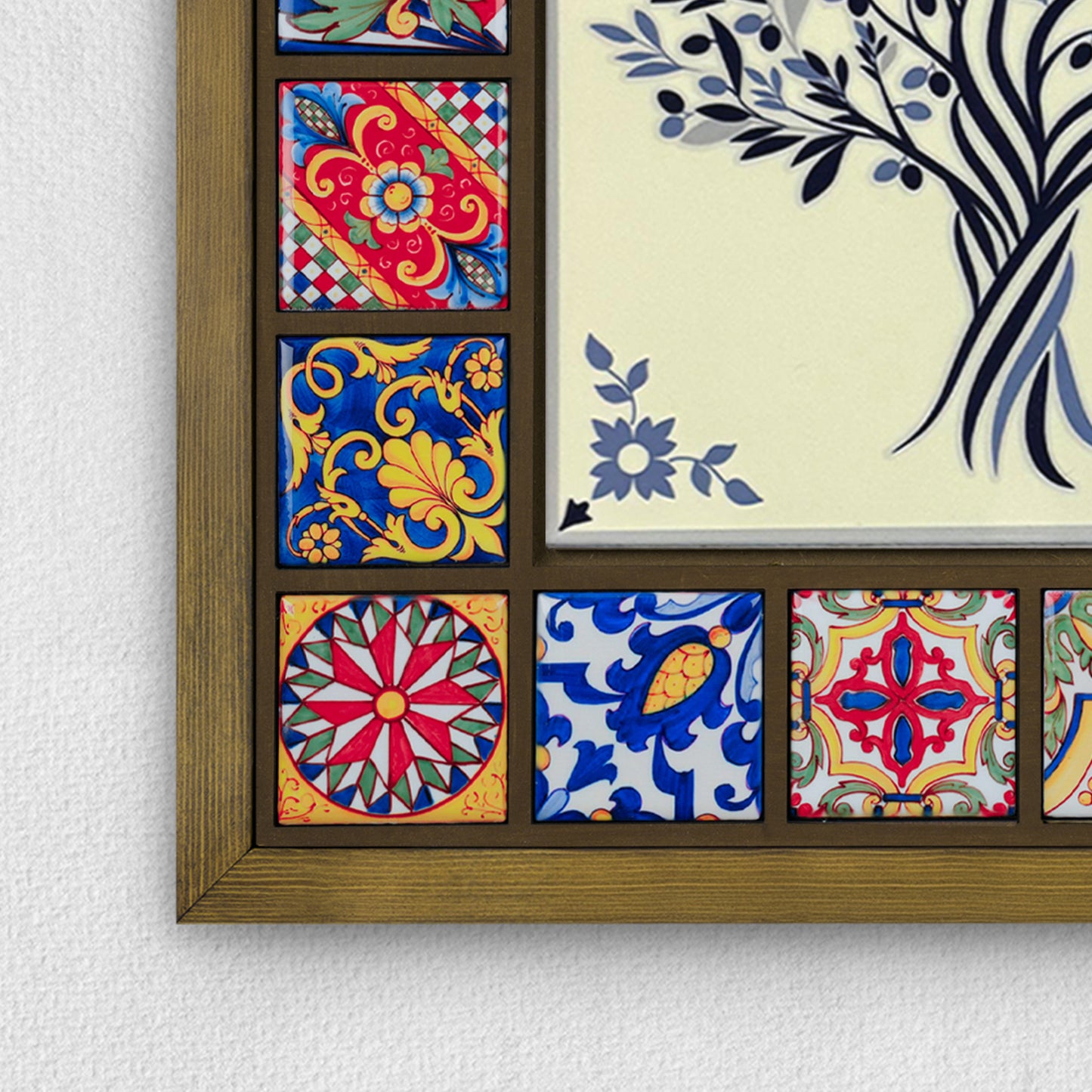 Mediterranean Tree of Life Handmade Anatolian Ceramic Tile Wall Art